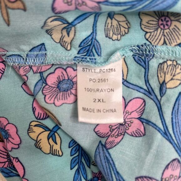 GiGiO Plus Boho Floral Lace Front Tie Flutter Sleeve Top Women 2XL Flowy Rayon - Picture 8 of 12